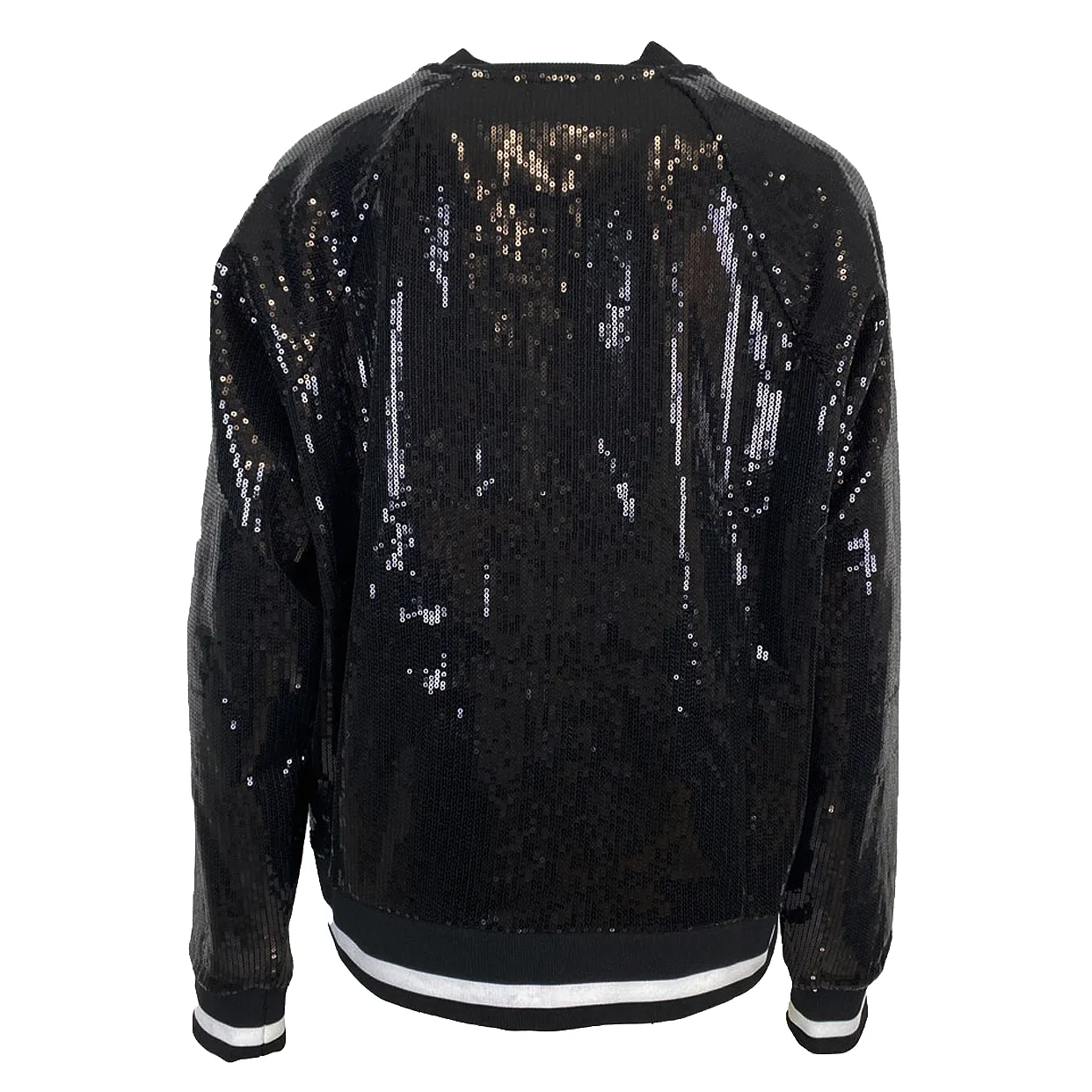 Sequin Full Zip Bomber -Black