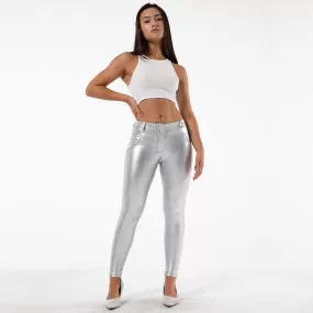 Shiny Metallic Leather Look Pants - Straight Tights Perfect for Running or Casual Wear