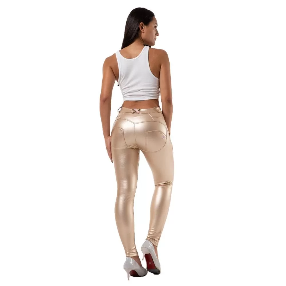 Shiny Metallic Leather Look Pants - Straight Tights Perfect for Running or Casual Wear