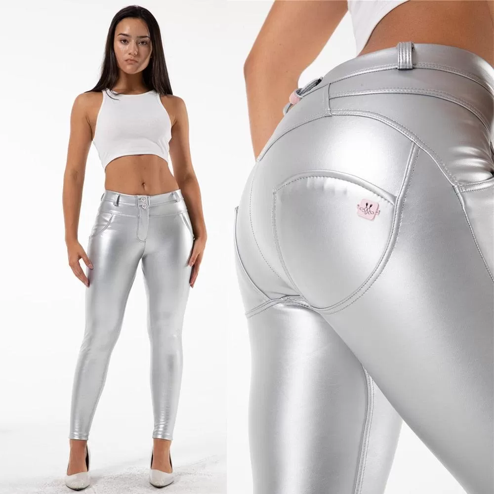 Shiny Metallic Leather Look Pants - Straight Tights Perfect for Running or Casual Wear