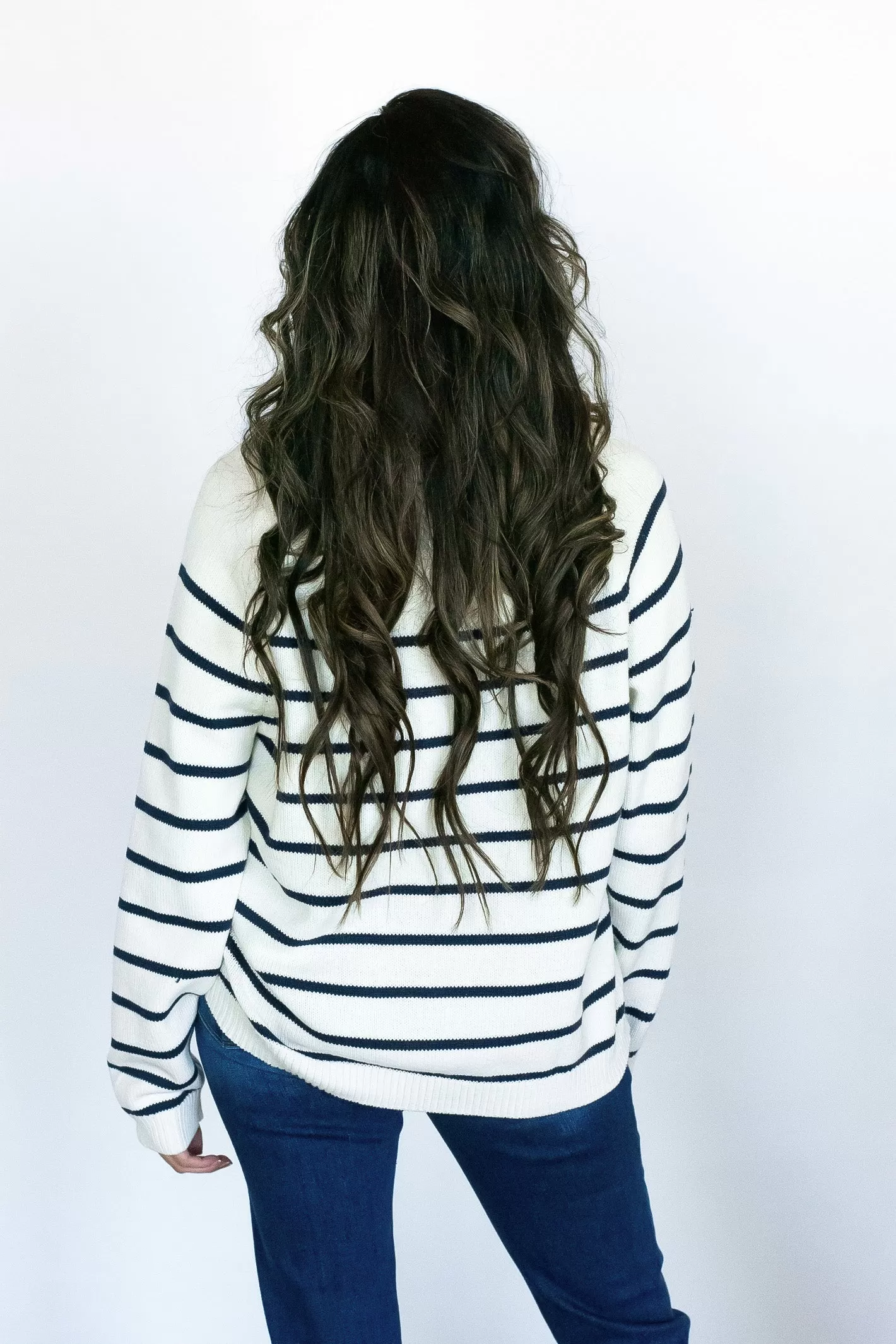 Signature Staple Navy Striped Sweater