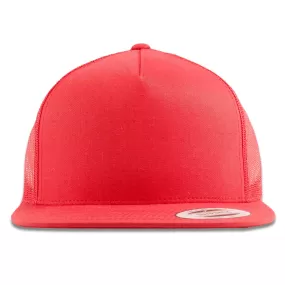 Solid Red Mesh-Back Trucker Snapback Hat