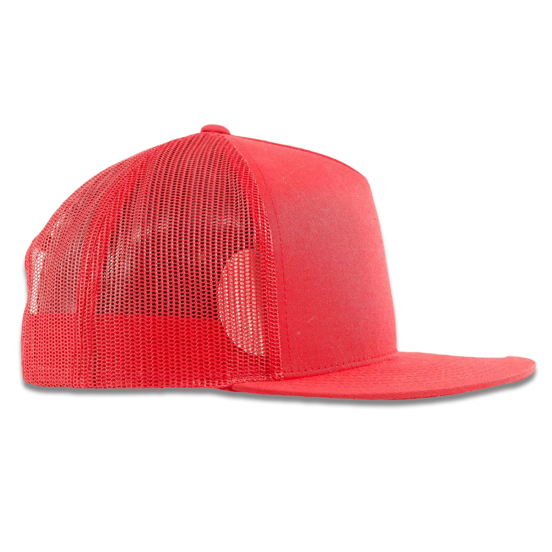 Solid Red Mesh-Back Trucker Snapback Hat