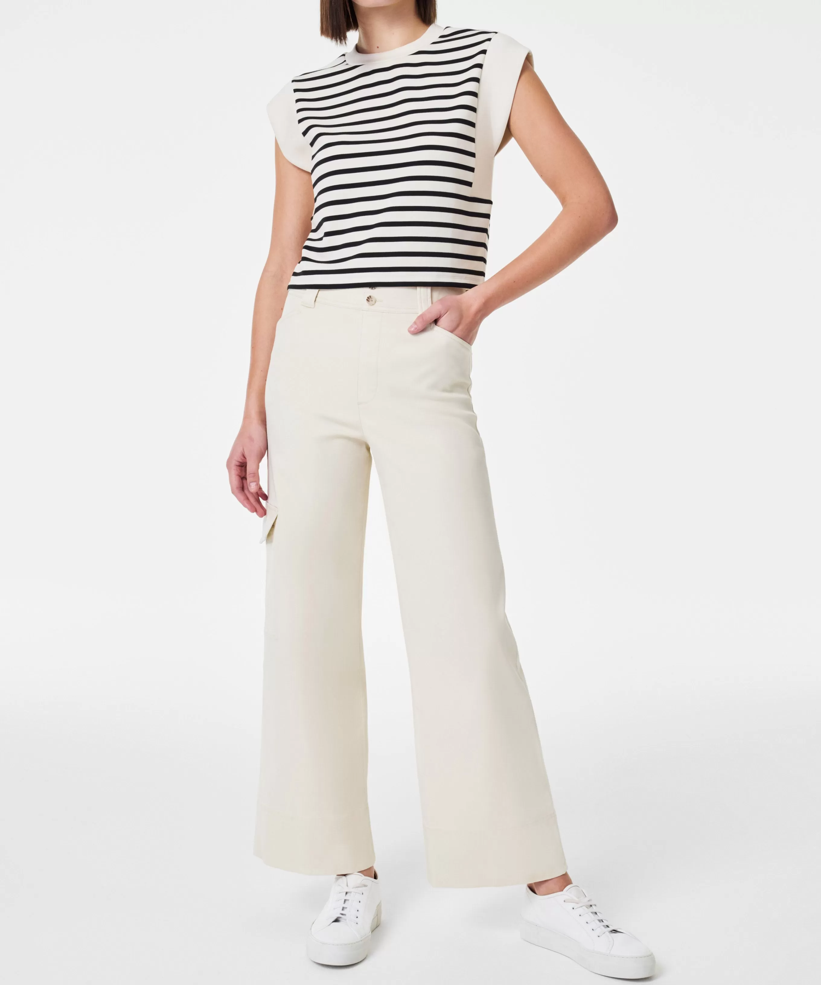 Spanx Stretch Twill Cropped Trouser - Eggshell