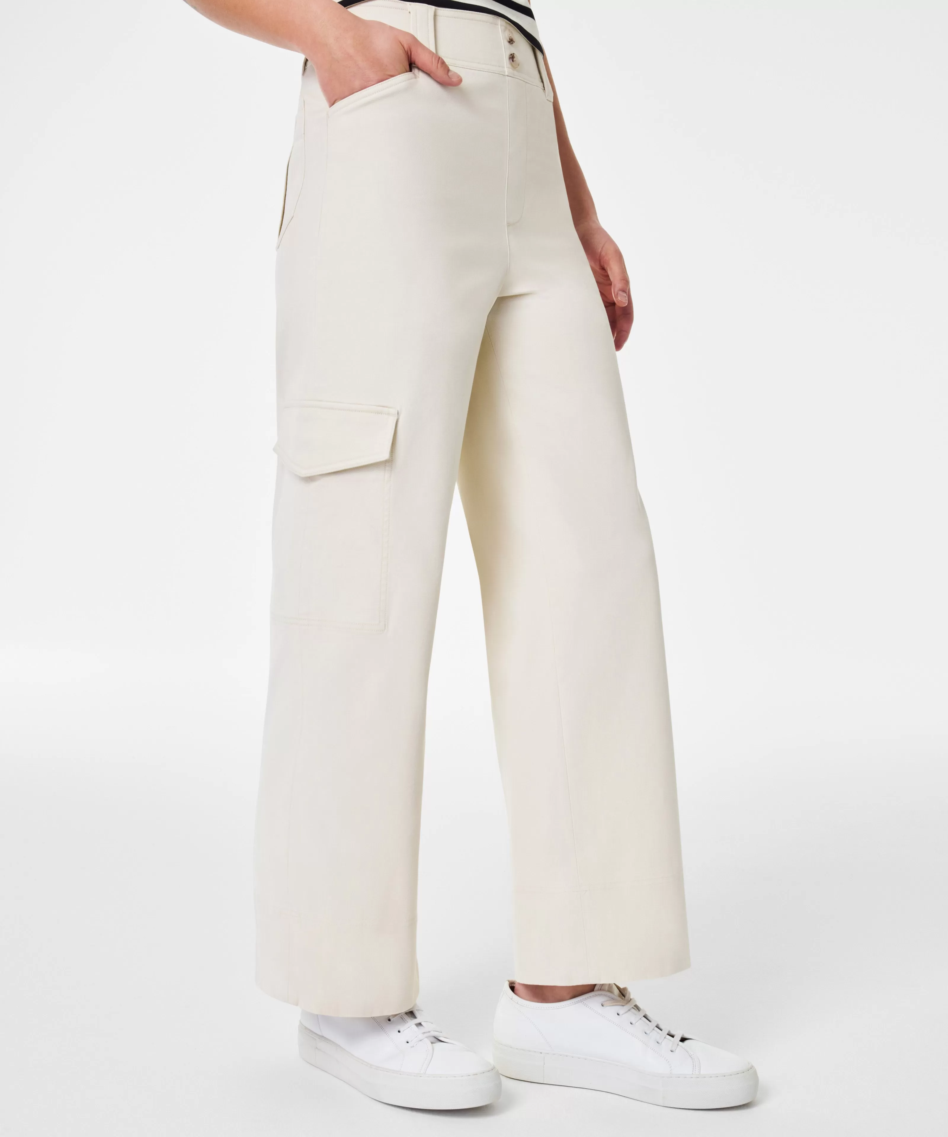 Spanx Stretch Twill Cropped Trouser - Eggshell