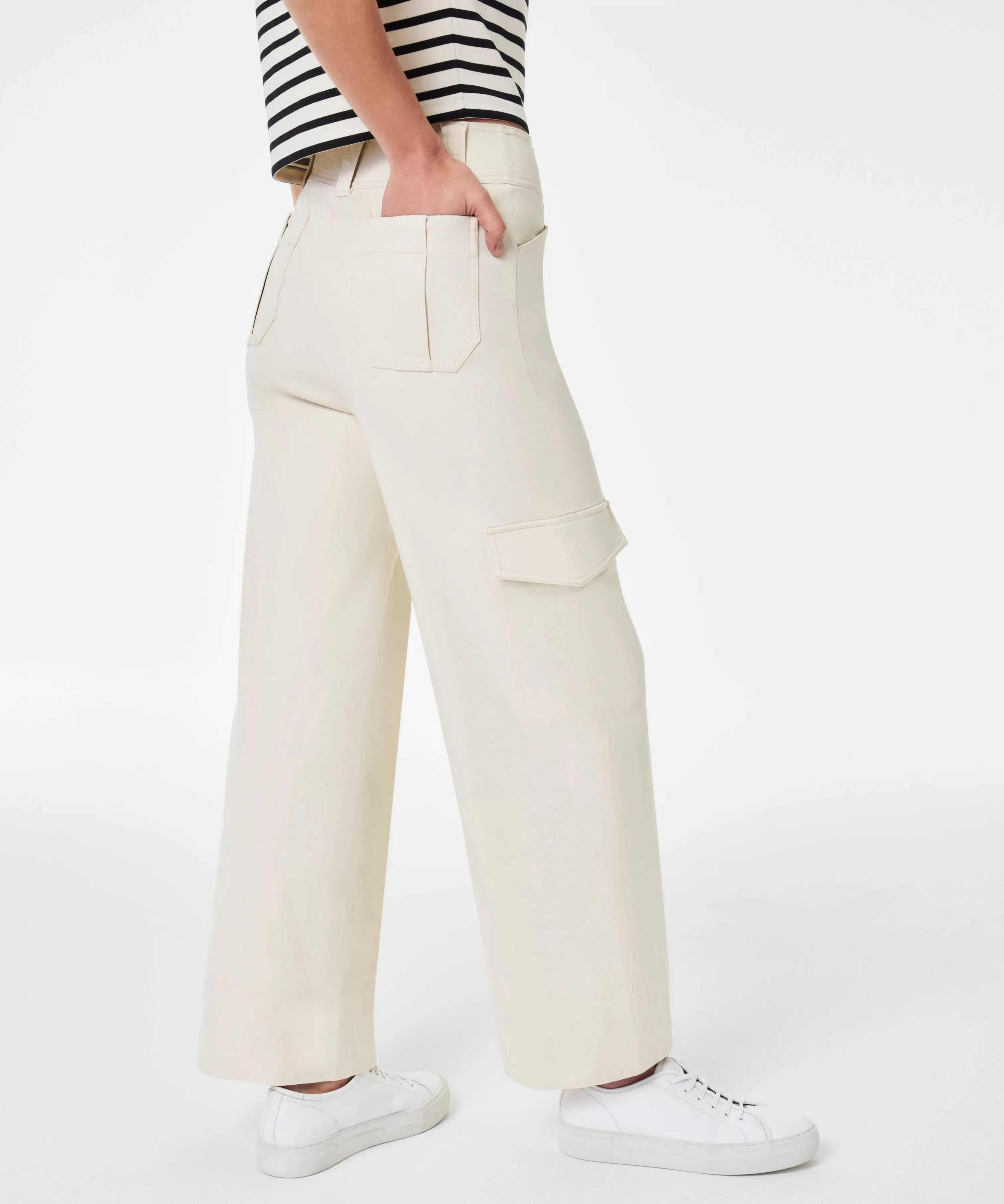 Spanx Stretch Twill Cropped Trouser - Eggshell