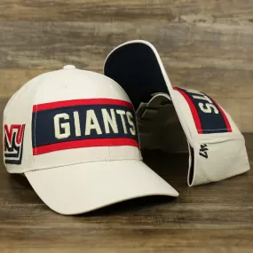 Throwback New York Giants Striped Wordmark Legacy Giants Side Patch Crossroad Dad Hat | Bone Dad Hat