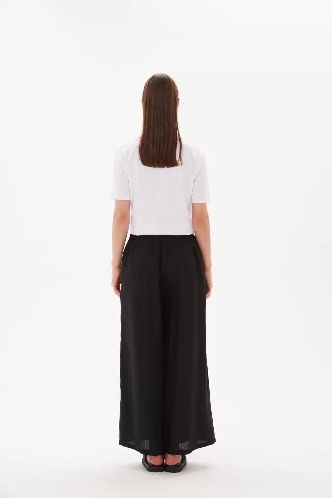 Tirelli - Elastic Back Palazzo Pant - Black