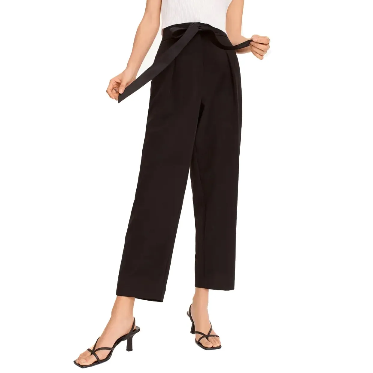 Twill Cropped Trouser -Black