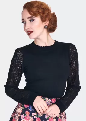 Voodoo Vixen Lace Sleeve Jumper Black