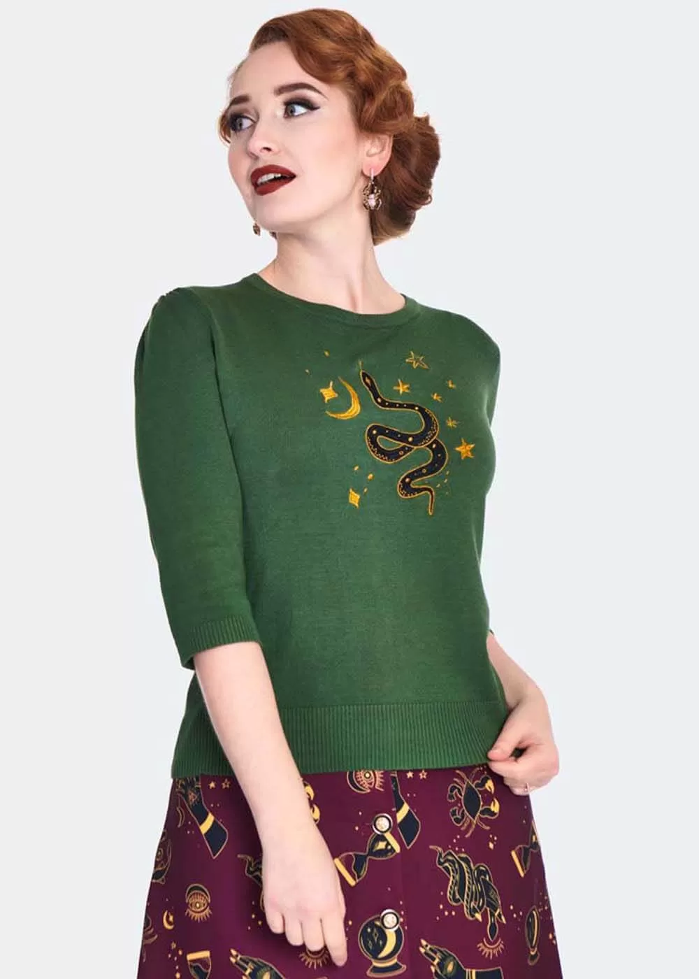 Voodoo Vixen Serpent Sweater Green