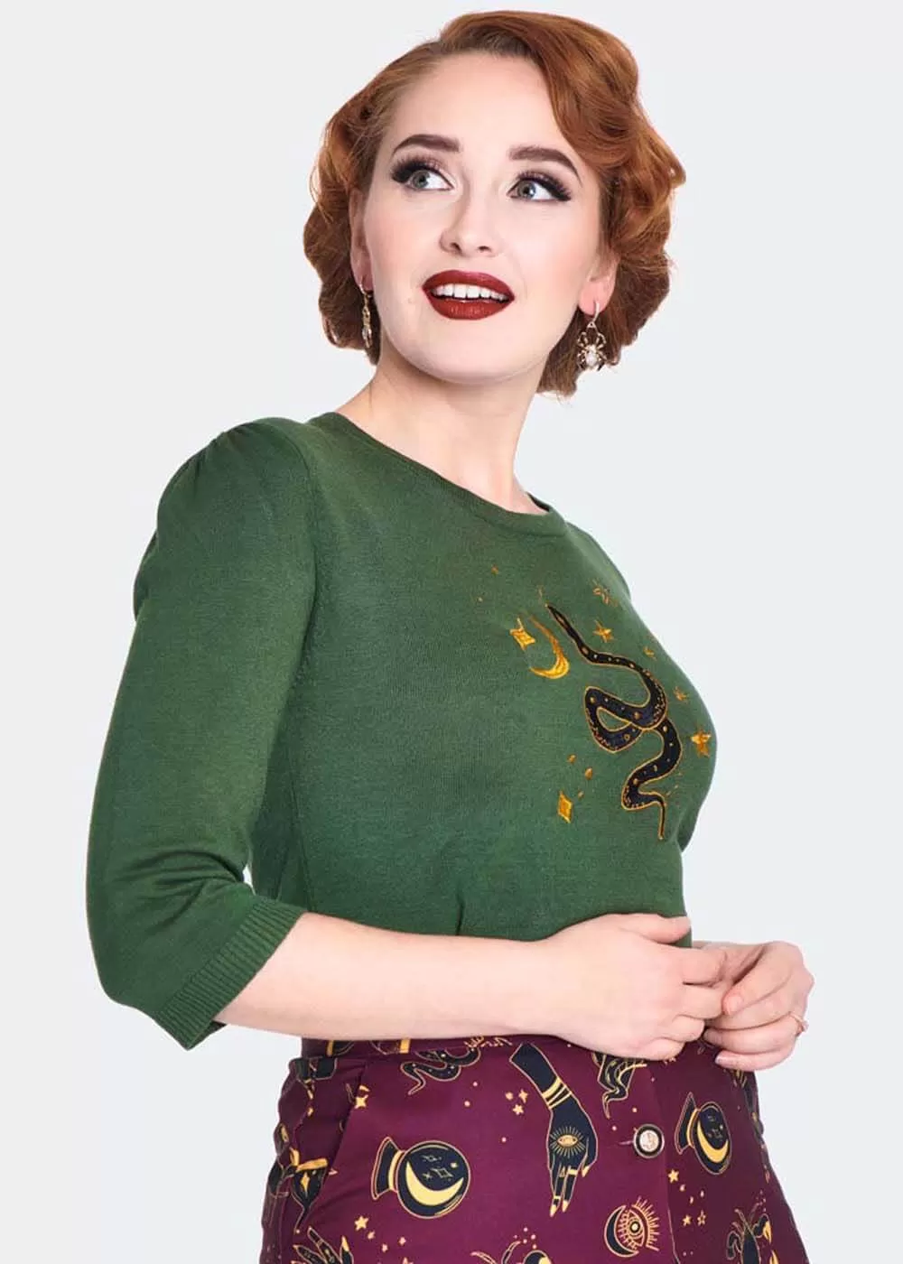 Voodoo Vixen Serpent Sweater Green