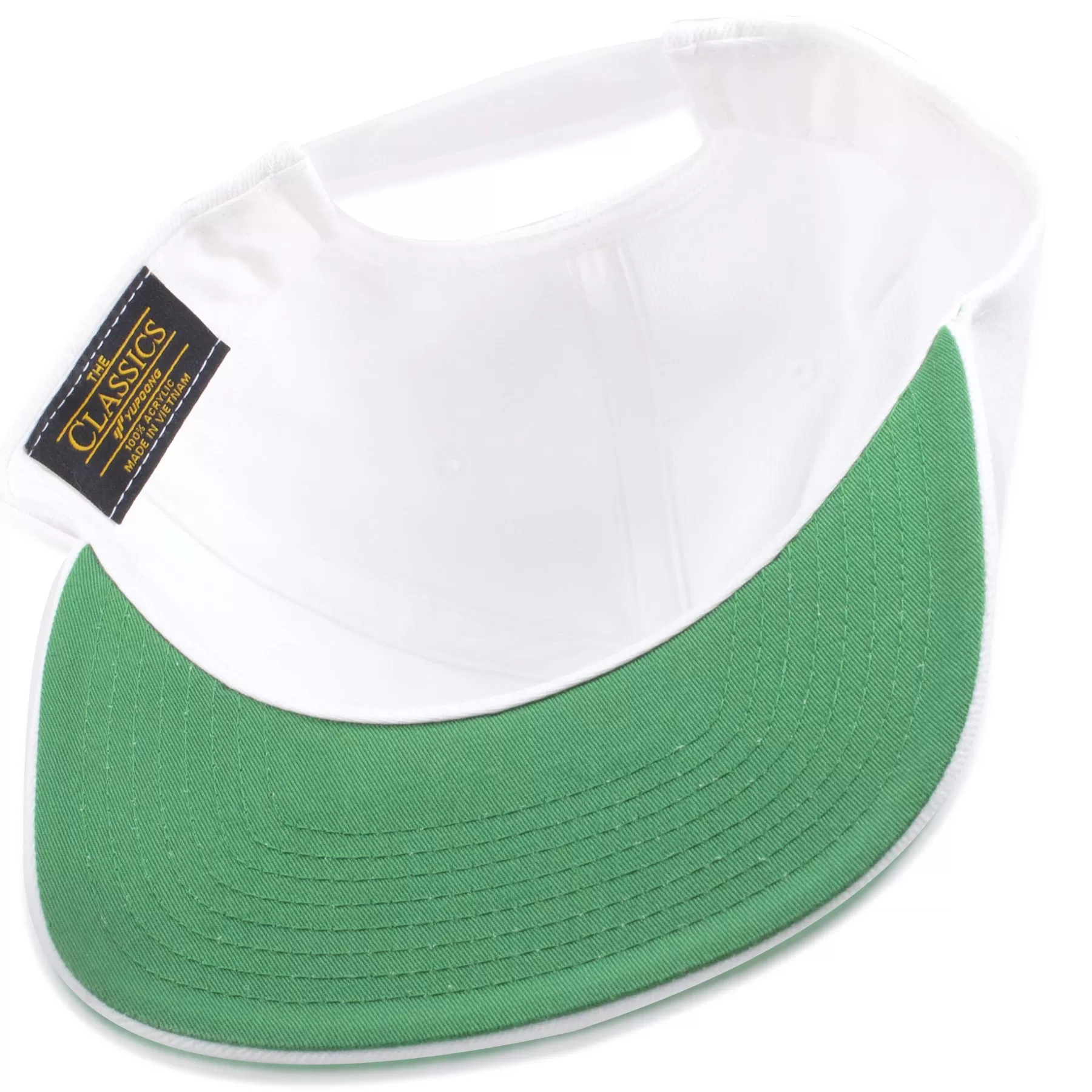 White Blank Green Undervisor Adjustable Snapback Hat