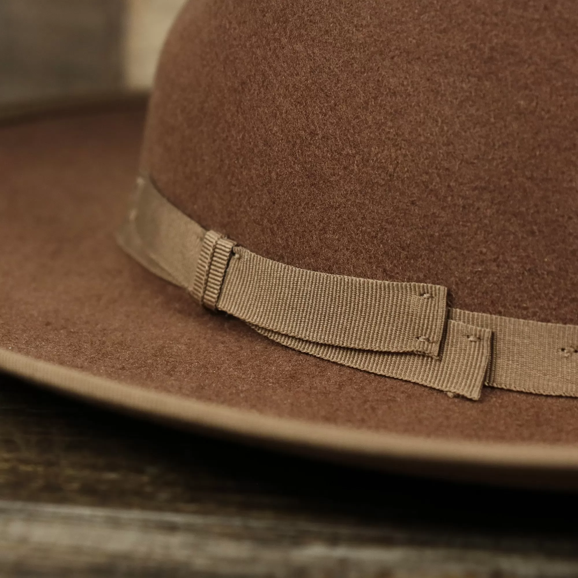 Wide Brim Raw Edge Walnut Fedora Hat with Brown Paisley Silk Interior | Zertrue 100% Australian Wool