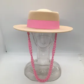 Women's Aristocratic Pink Chain Concave and Convex Top Wool Hat