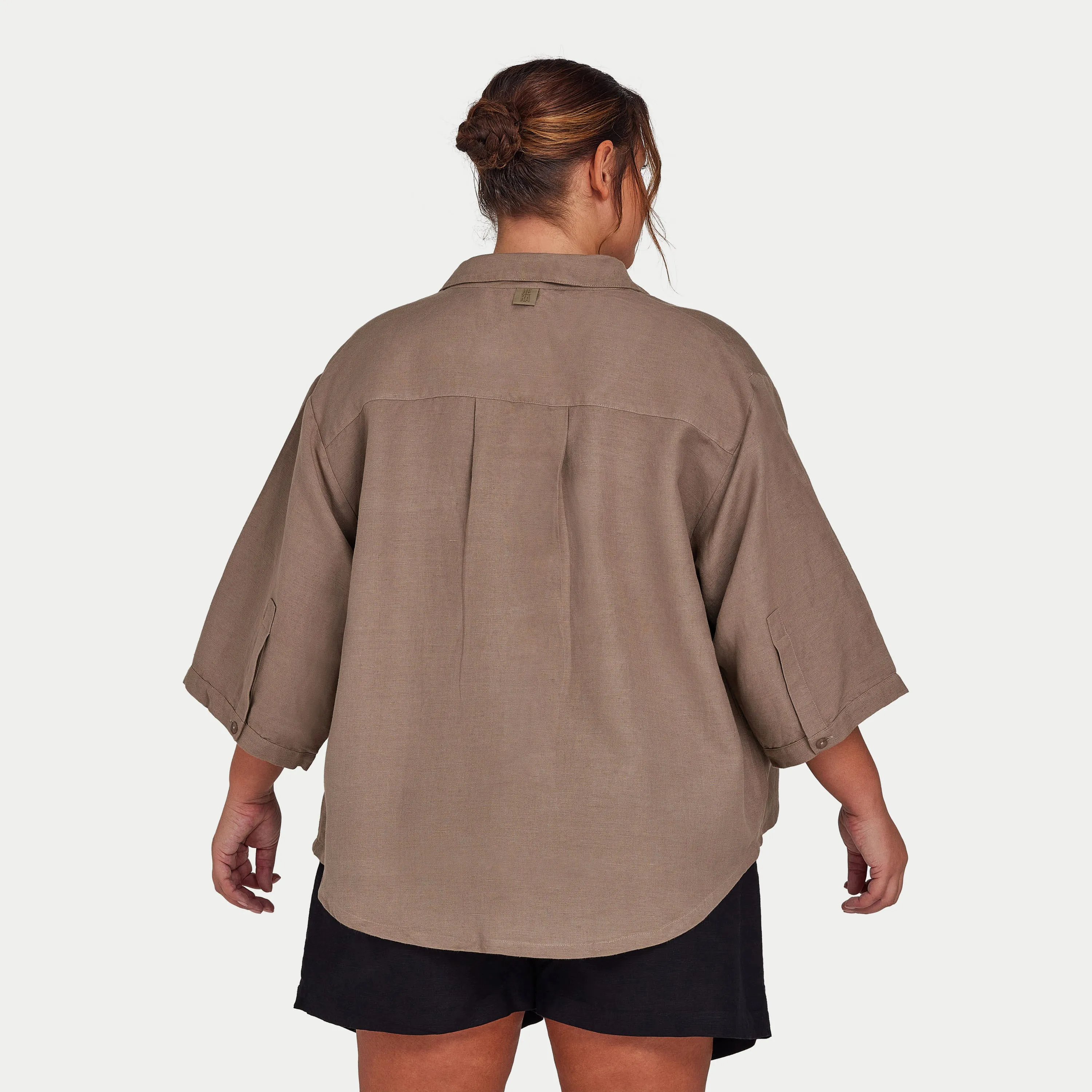 Womens Linen Mix Shirt - Marsh Grey | HERA Clothing