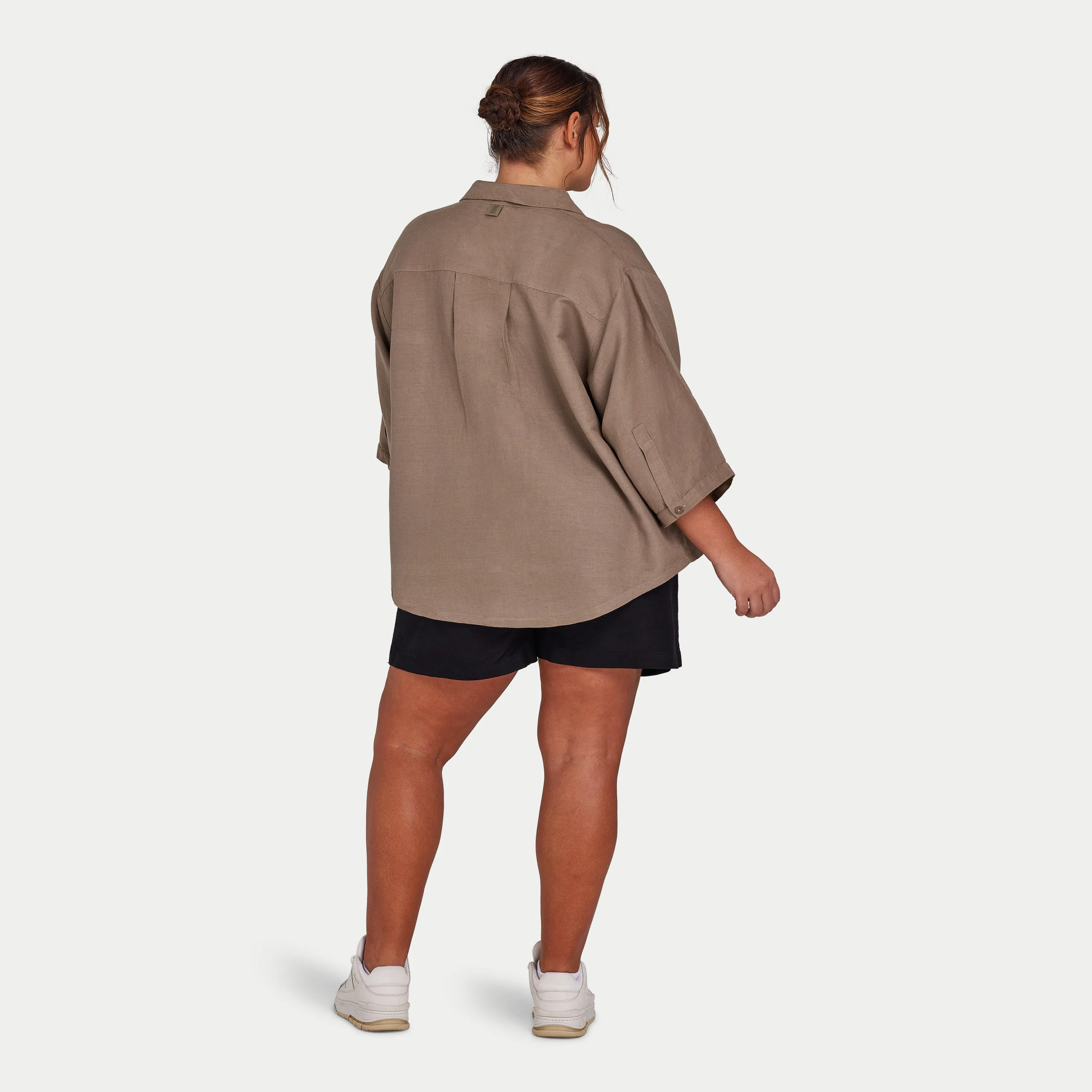 Womens Linen Mix Shirt - Marsh Grey | HERA Clothing