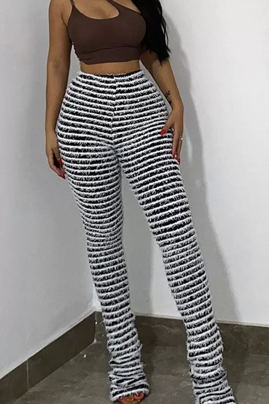 Woolen Striped Sexy Slim Pants