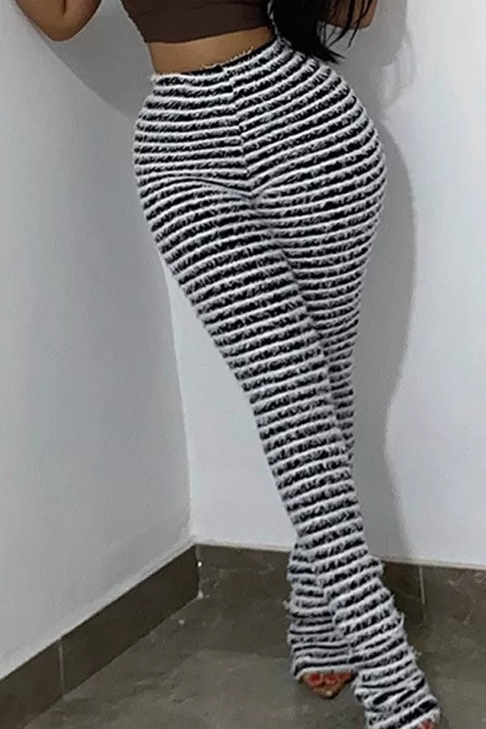 Woolen Striped Sexy Slim Pants