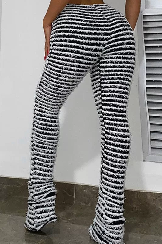 Woolen Striped Sexy Slim Pants