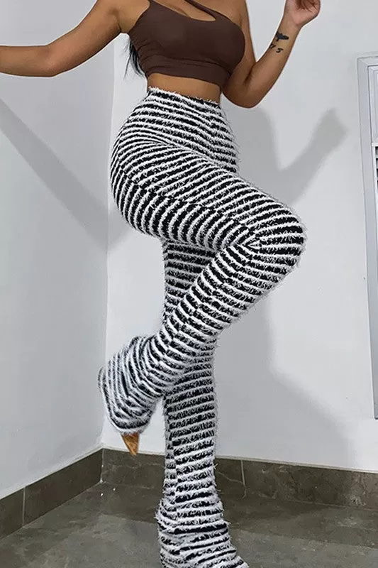 Woolen Striped Sexy Slim Pants